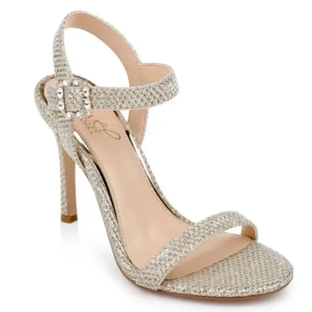 Jewel Badgley Mischka Glitter Alina sandal special occasion wedding shoe - Picture 1 of 11